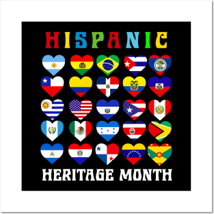 Hispanic Heritage Month 2022 National Latino Countries Flag Posters and Art